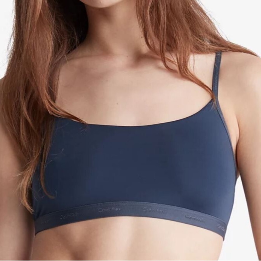 Calvin Klein Navy Blue Bandeau Bralette Sz L
